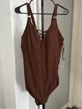 TA3 Plungey Women’s WAVY RING ESPRESSO One Piece Chocolate Brown Size 4X Short